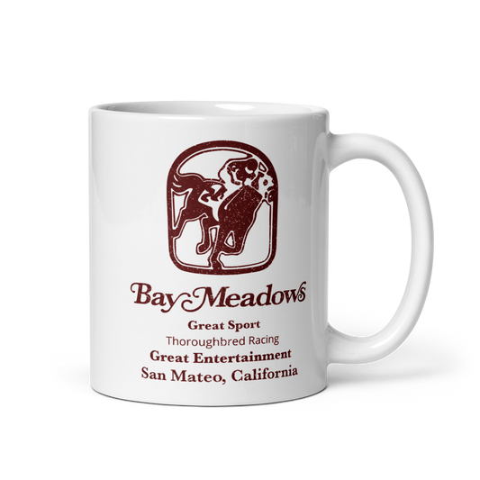 Bay Meadows: White glossy mug