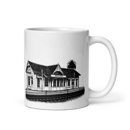 Menlo Park Train Depot: White glossy mug