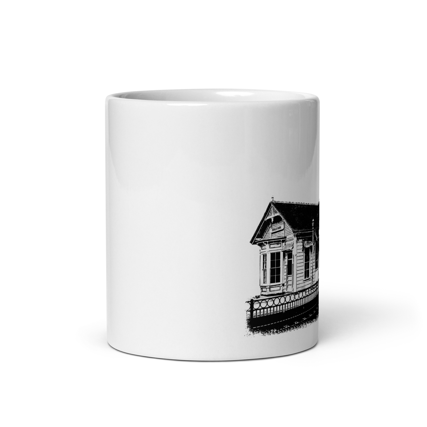 Menlo Park Train Depot: White glossy mug