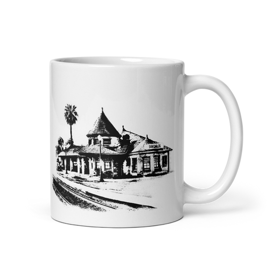 San Carlos Train Depot: White glossy mug