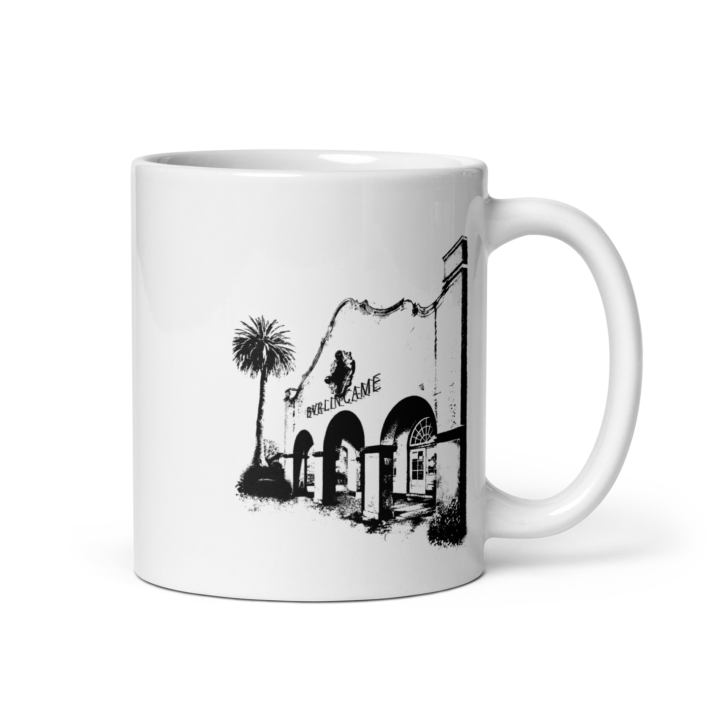 Burlingame Train Depot: White glossy mug