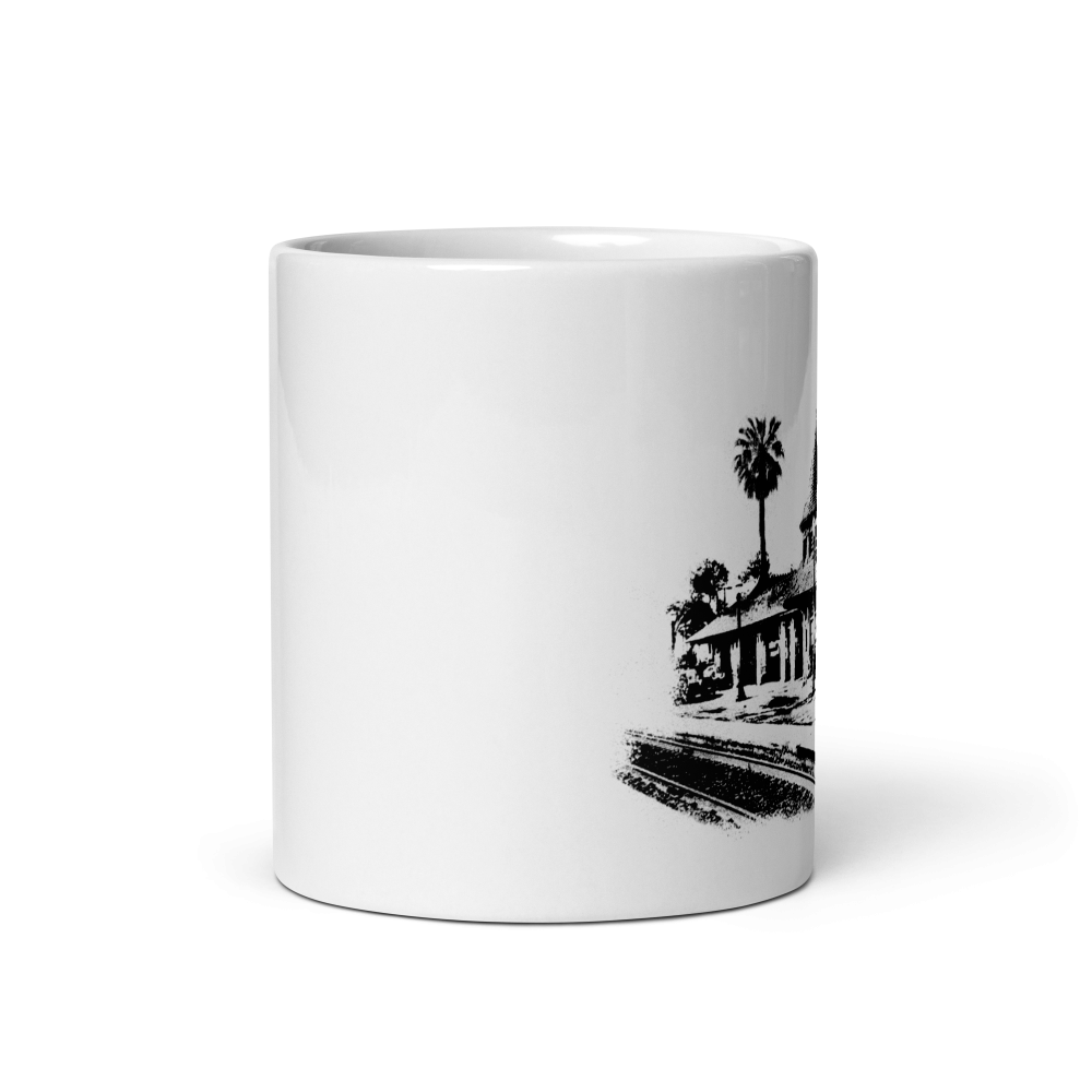 San Carlos Train Depot: White glossy mug - Image 3